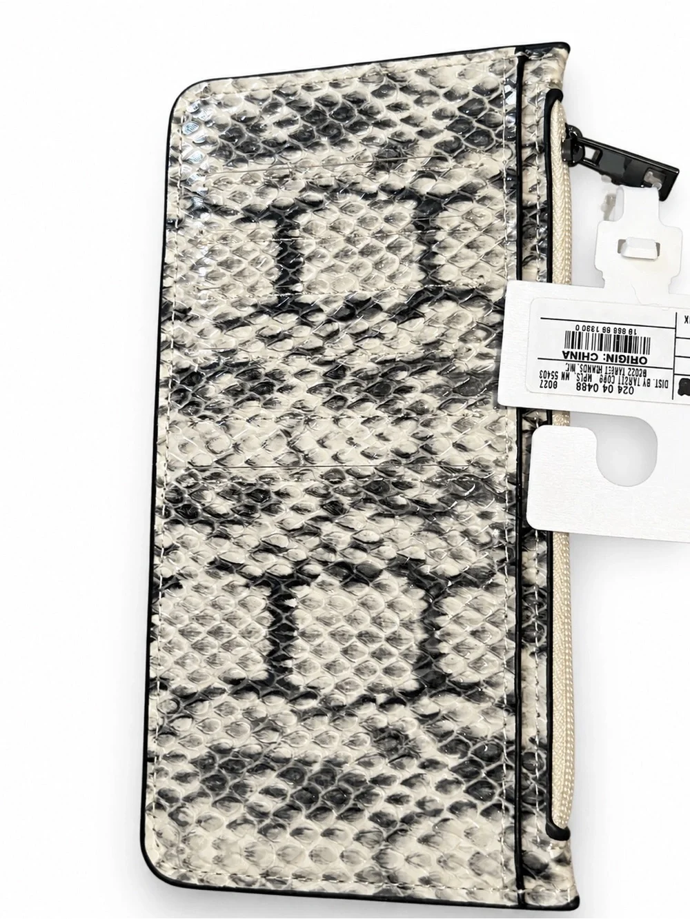 a new day Snake Print Key & Card Holder in Beige and Black